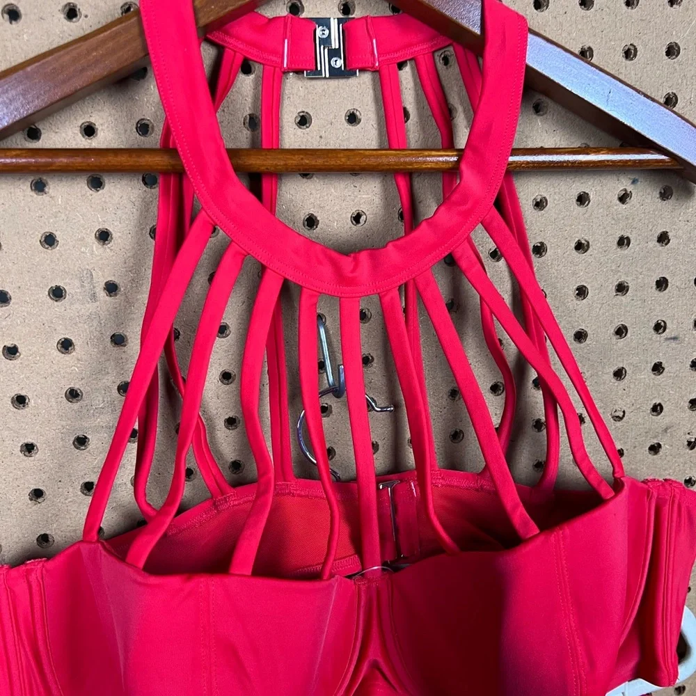 NWT Adore Me Strappy‎ Red Bikini Set 42DD/Large
